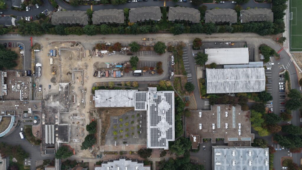 Aerial shot of construction.