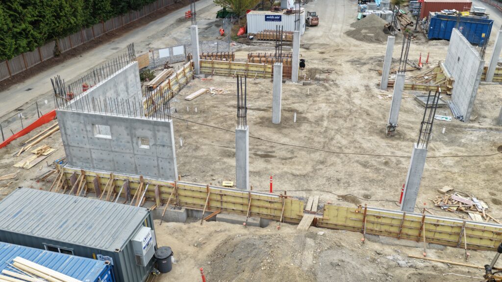 Aerial shot of construction.
