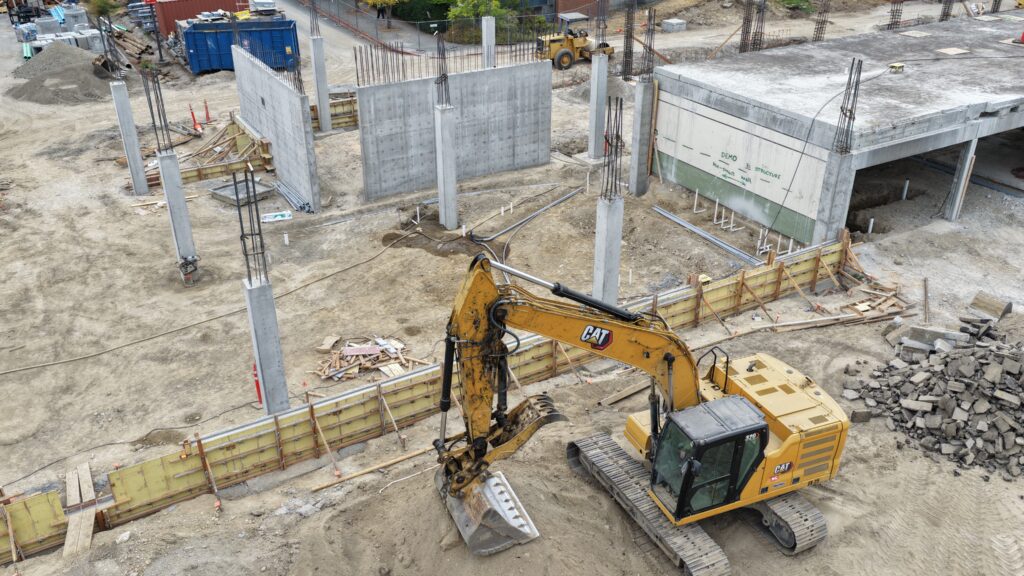 Aerial shot of construction.
