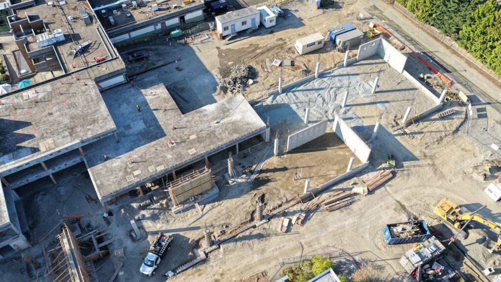 Aerial shot of construction.
