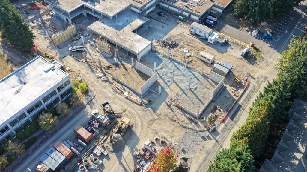 Aerial shot of construction.