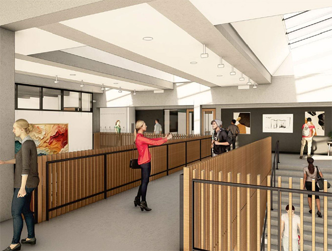 Rendering of the new W-Building gallery space