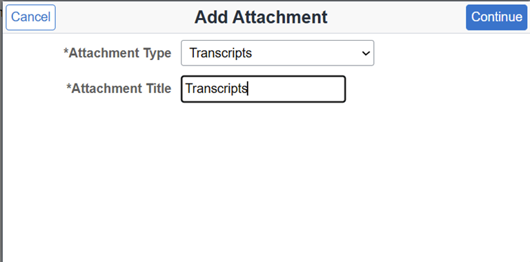 "Add Attachment" dialog screen