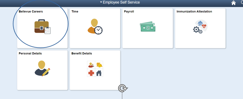 screenshot highlighting the "Bellevue Careers" tile within ctcLink