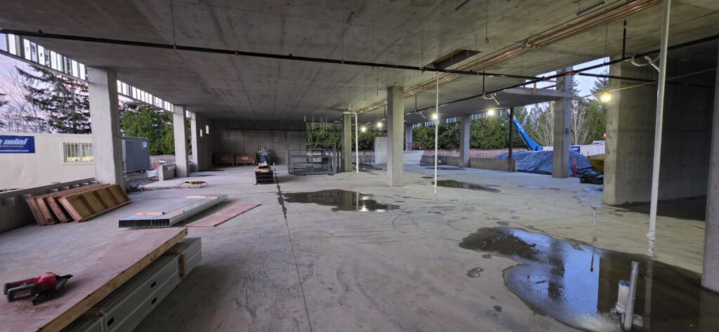 Bottom level of W Building that is under construction.