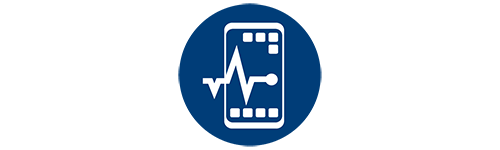 An icon of a calculator that also displays a heartbeat graph.
