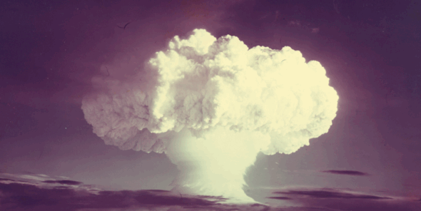 A plume of smoke from a bomb.