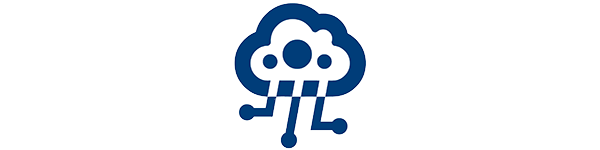 A cloud-shaped icon produces rain that mimics computer circuitry.