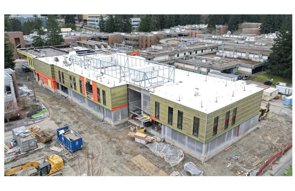 W Building construction with walls.