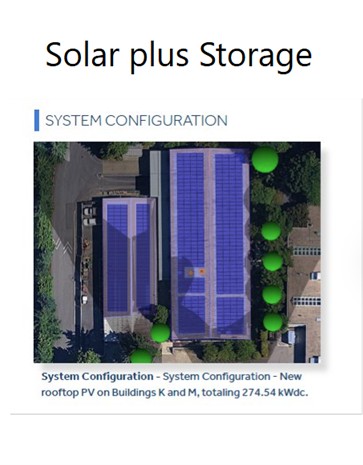 Rooftop photovoltaic panels on the K and M Buildings.
