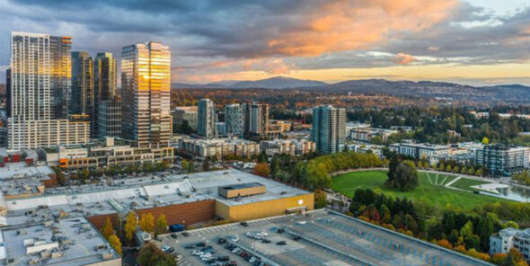 City of Bellevue during sunset.