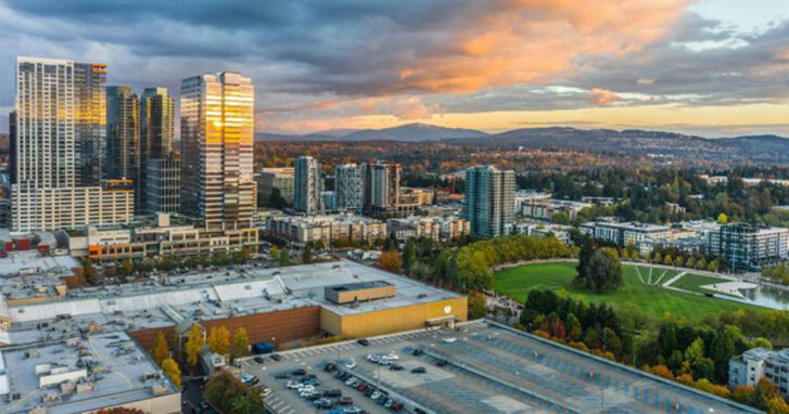 City of Bellevue during sunset.