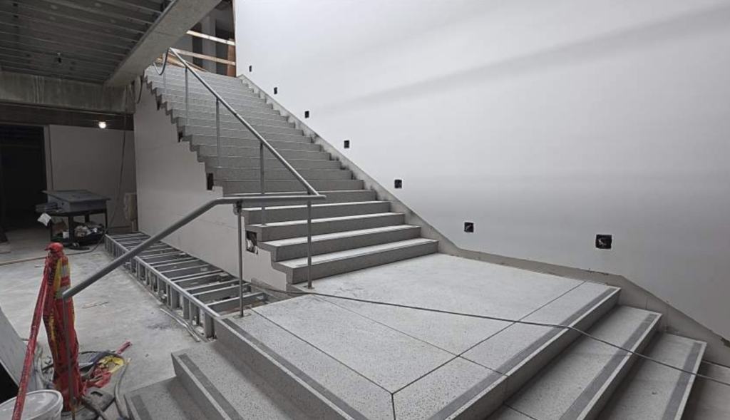 Interior shot showing a new staircase