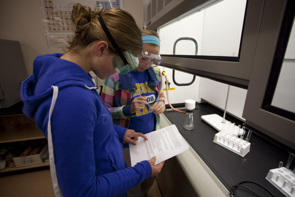 Students work together on a lab project.