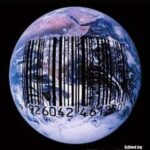 Image of earth with a large barcode across it