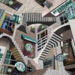 Computer generated photo of a Starbucks in every direction