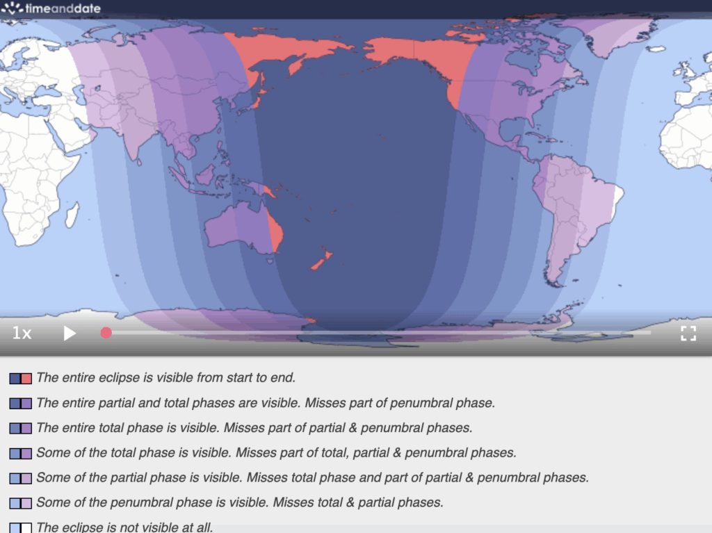 Map of the Total Lunar Eclipse in March 2026