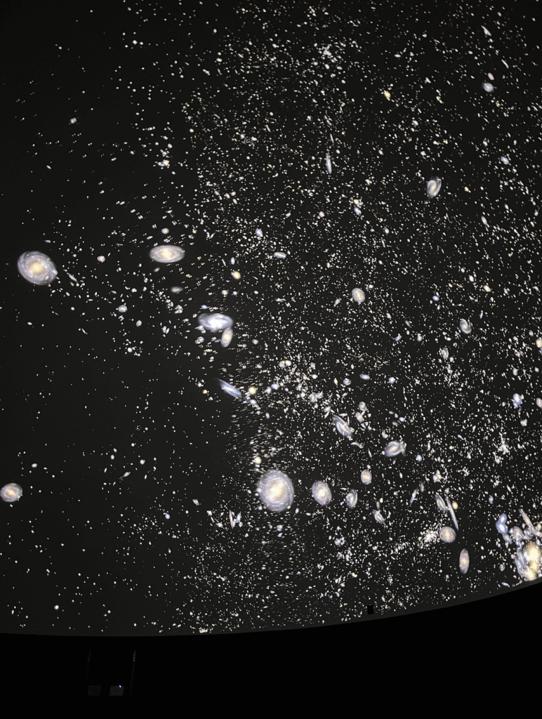 View of galaxies as displayed in the planetarium dome