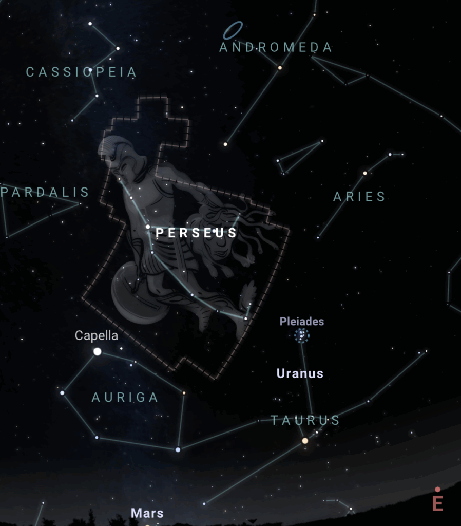 Constellation Perseus and Cassiopeia towards the North