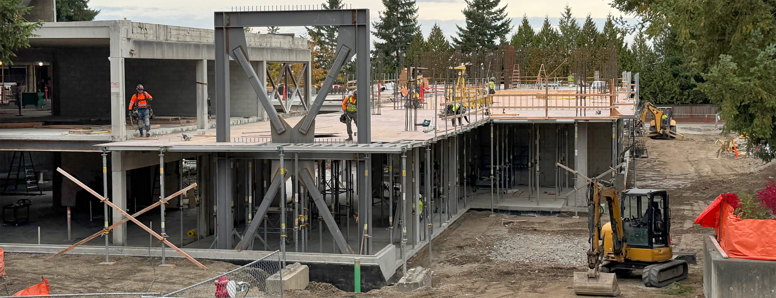 W Building second floor concrete forms being built
