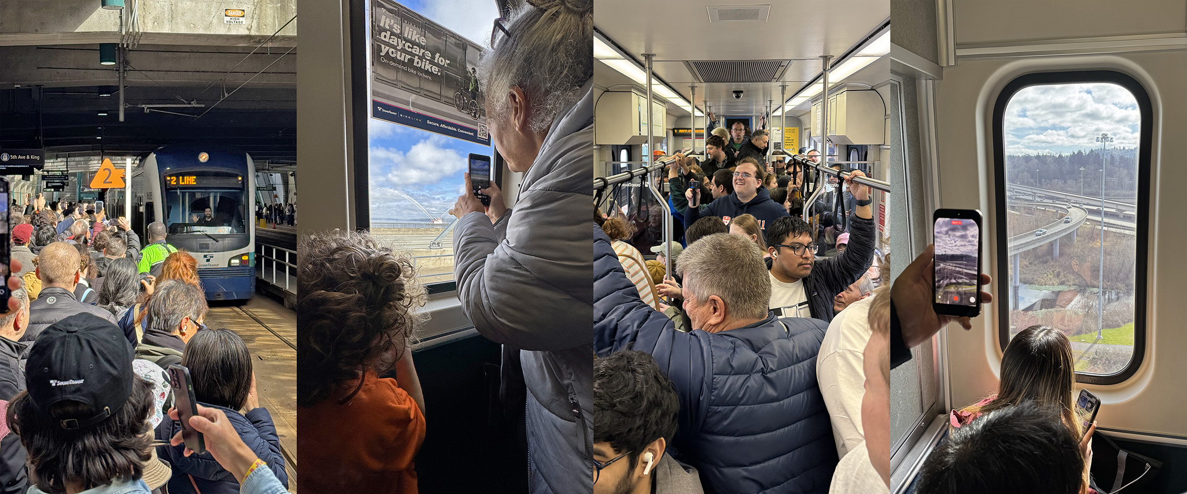 Four pictures of 2Line light rail.