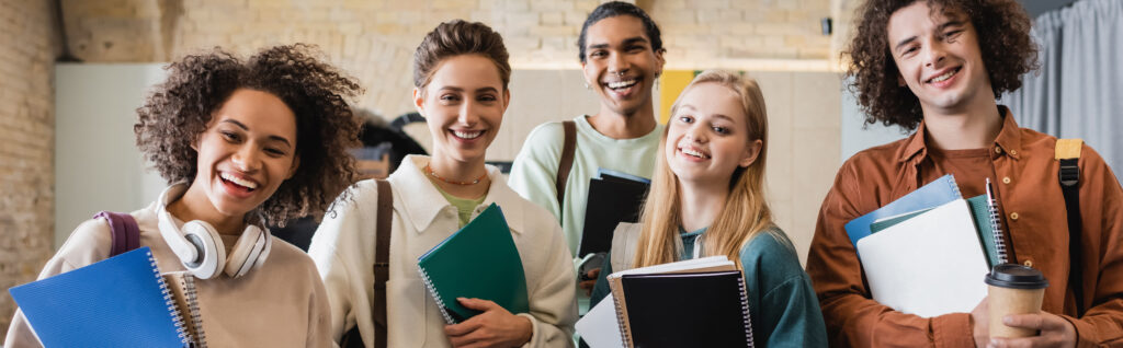 Picture of college students is decorative only.