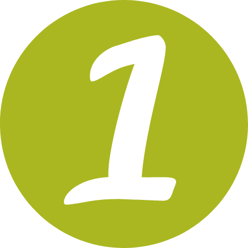 green circle with a white number one in the middle