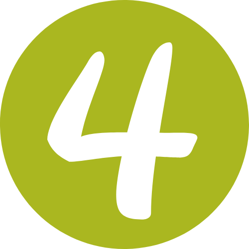 green circle with white number four in the middle