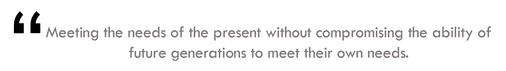 Sustainability is about meeting the needs of the present without compromising the ability of future generations to meet their own needs.