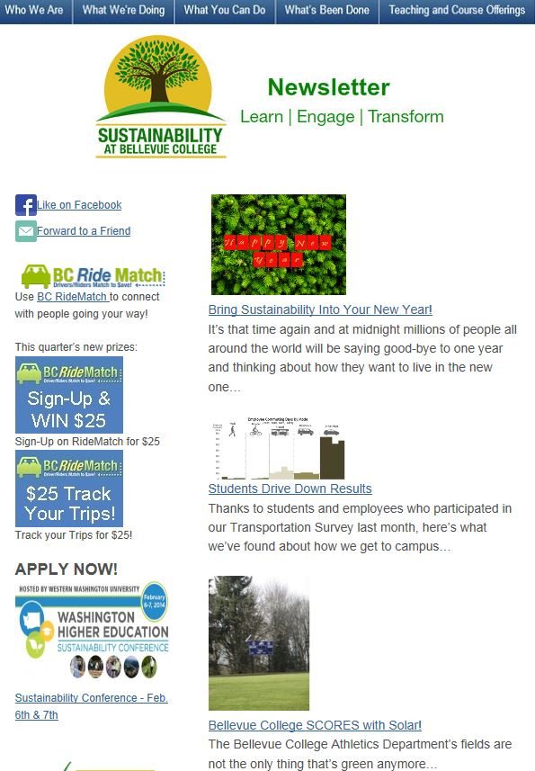 December 2013 Sustainability at Bellevue College newsletter