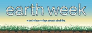 Earth Week Banner grass on bottom of blue sky background