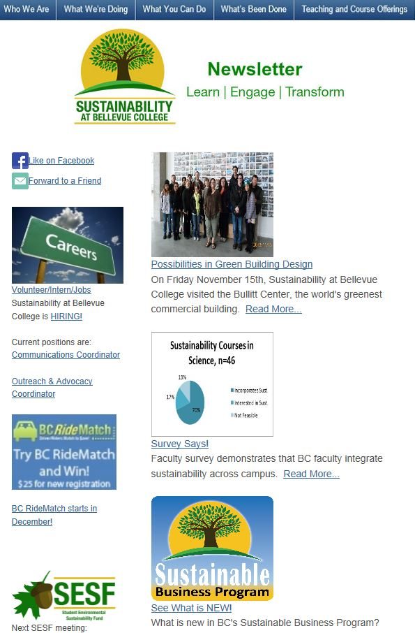 November 2013 Sustainability at Bellevue College newsletter