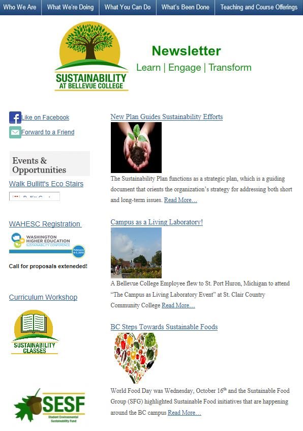 October 2013 Sustainability at Bellevue College newsletter