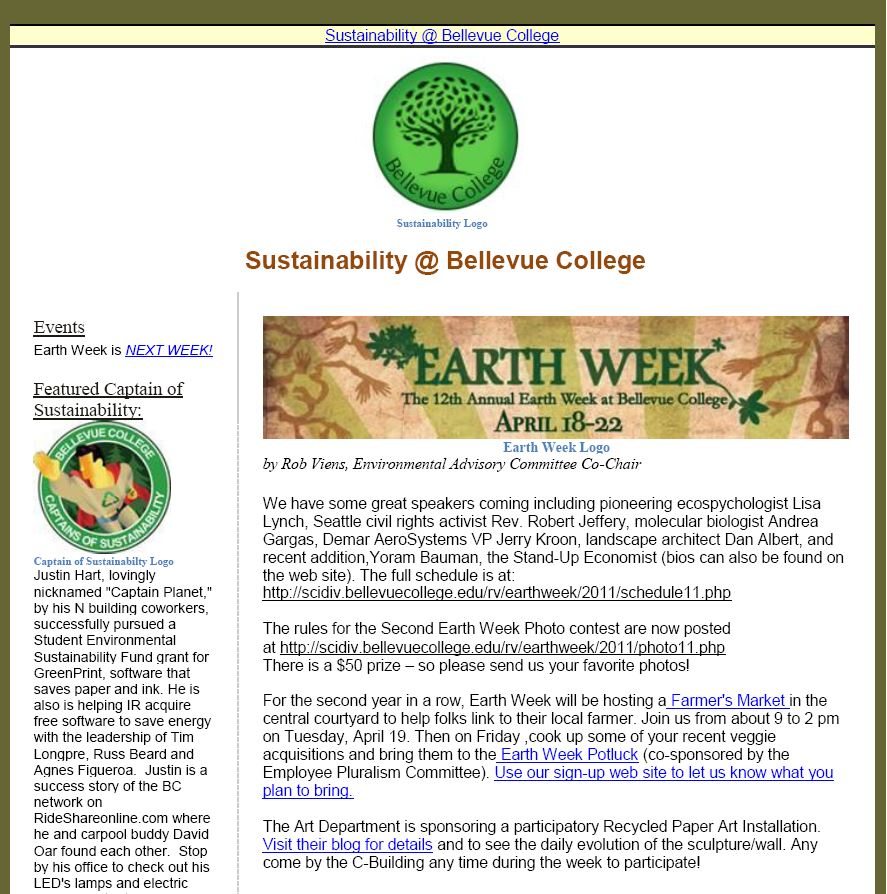 April 2011 newsletter screen shot