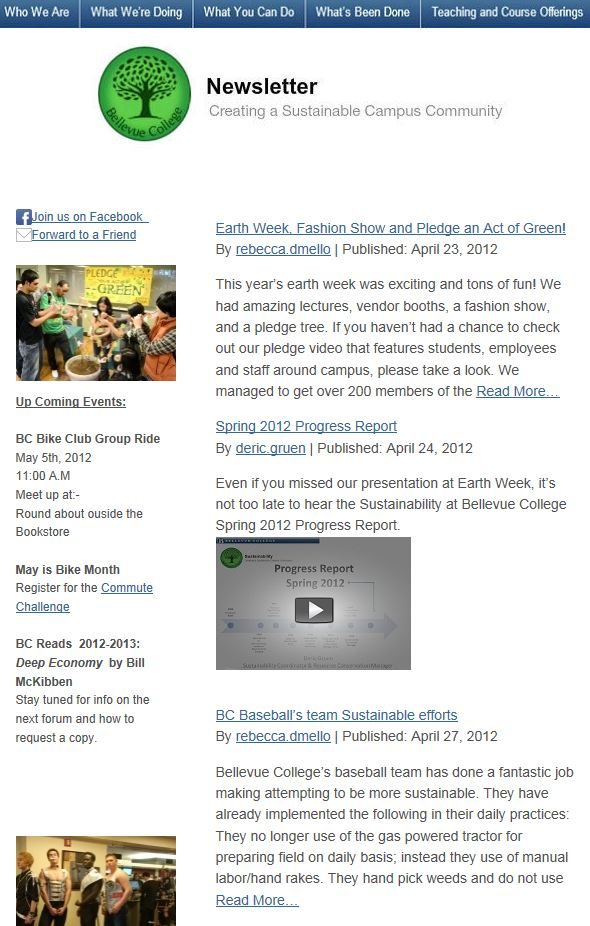 April 2012 newsletter screen shot