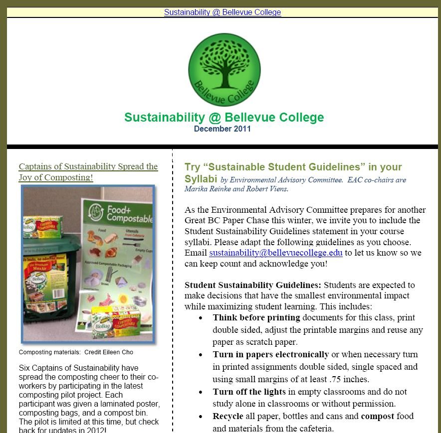 December 2011 newsletter screen shot
