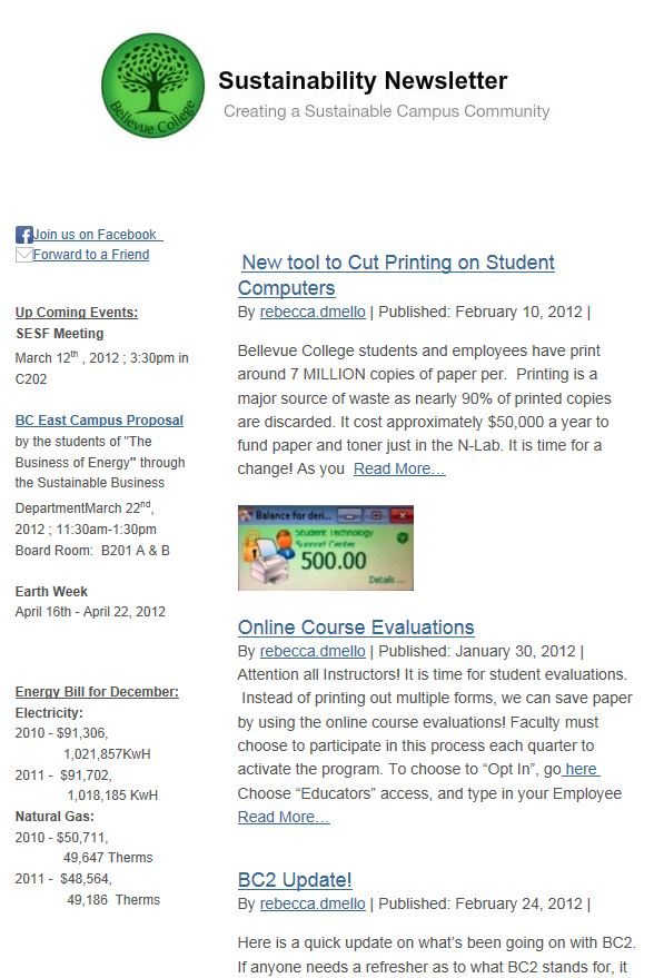 February 2012 newsletter screen shot