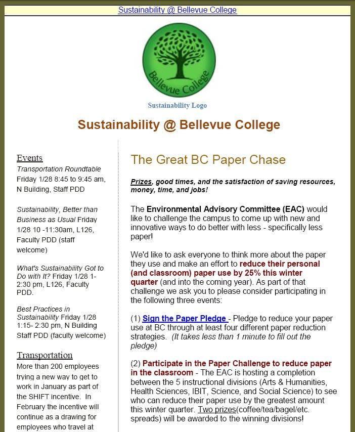 January 2011 newsletter screen shot