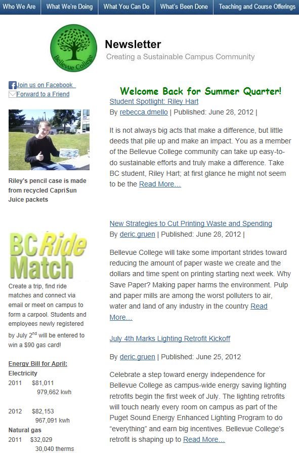 June 2012 newsletter screen shot