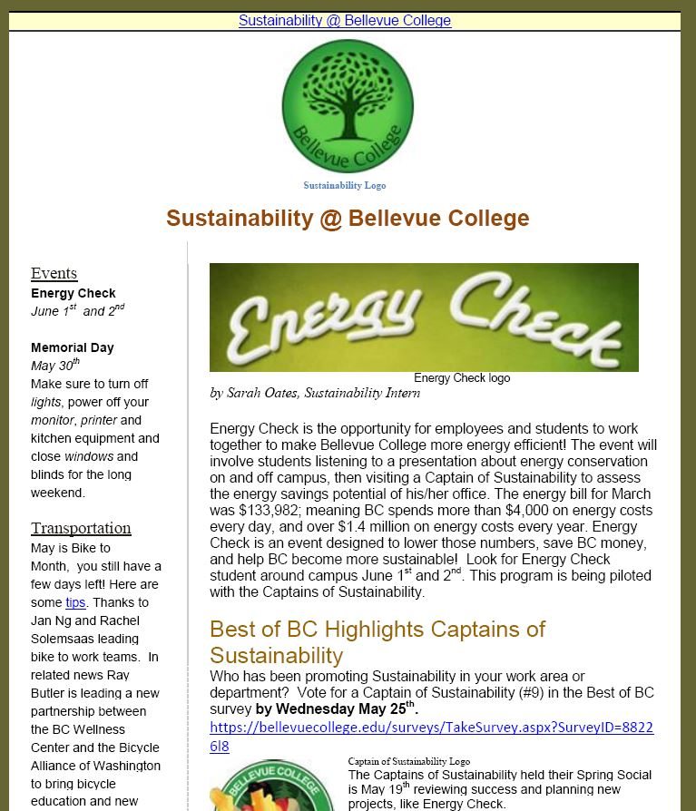 May 2011 newsletter screen shot