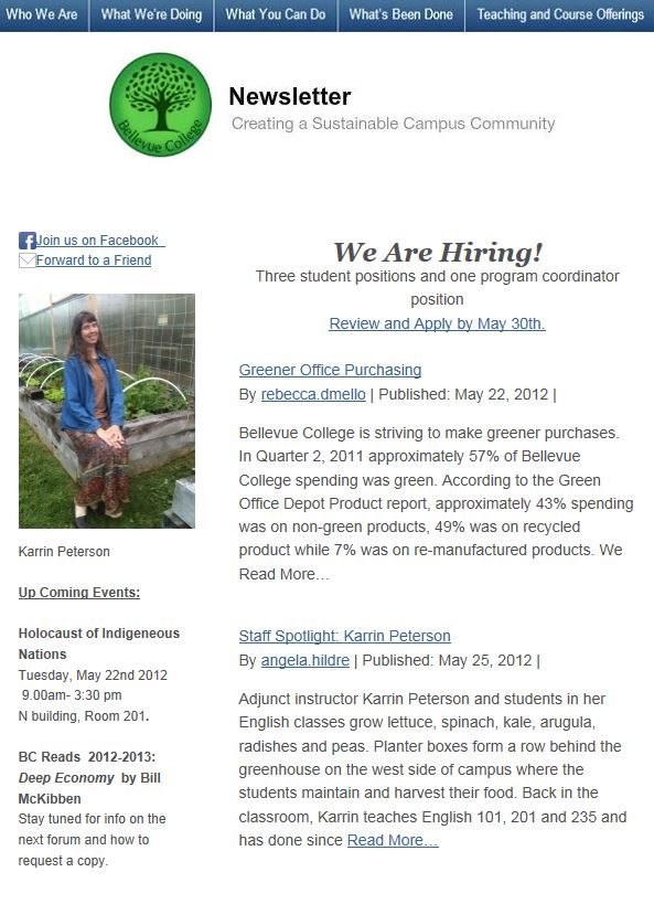 May 2012 newsletter screen shot