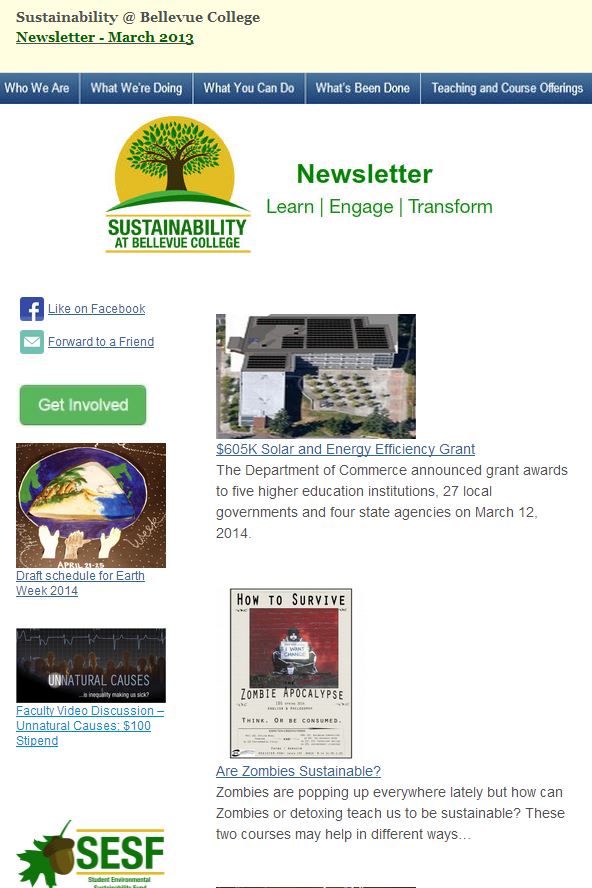 March 2014 Newsletter screen shot