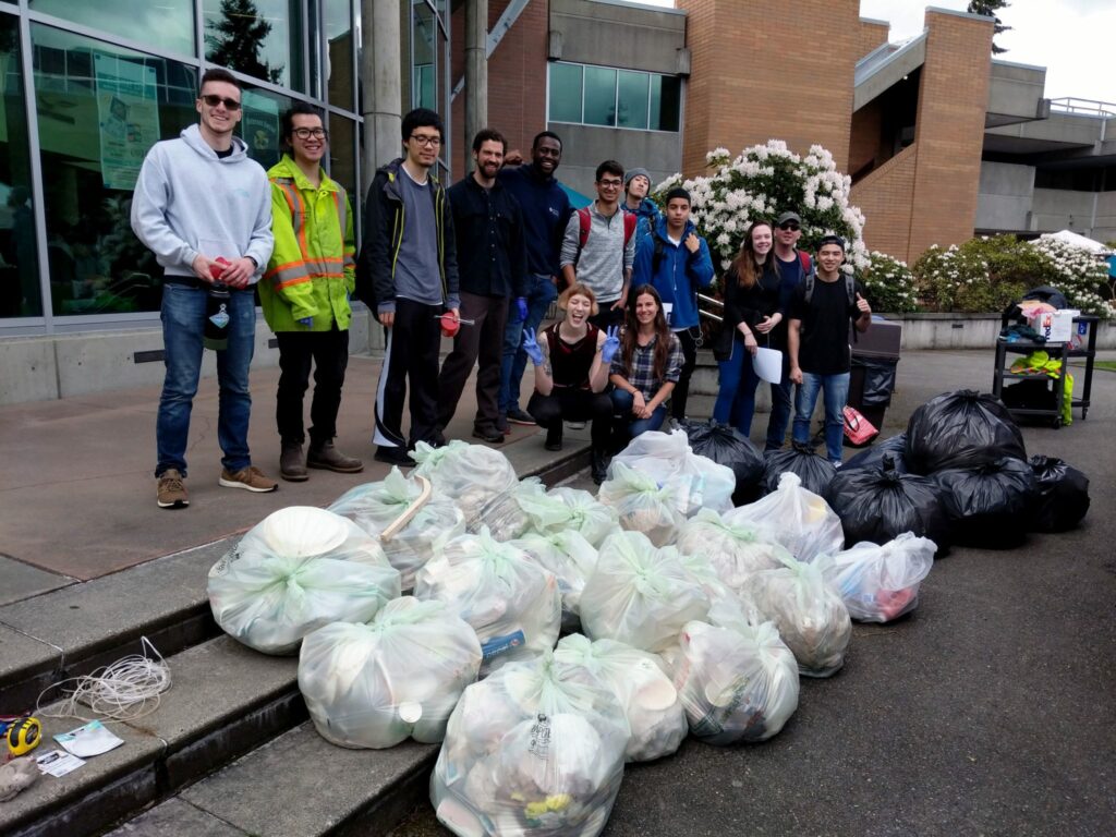 Students with the final results at a earthweek waste audit