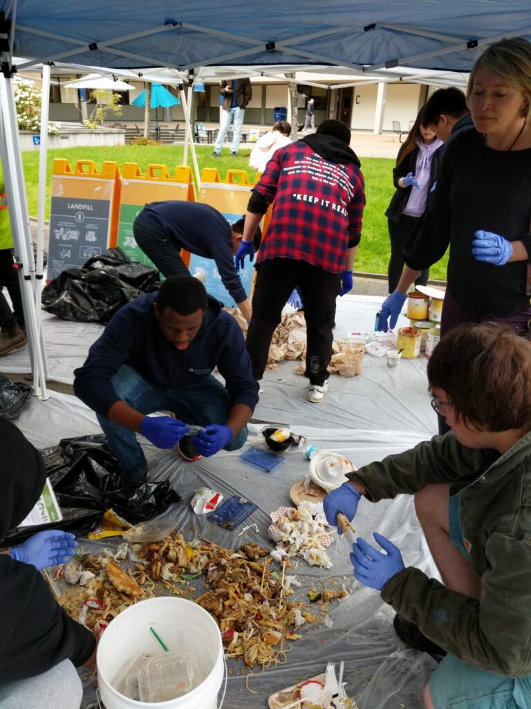 Students during a earthweek waste audit