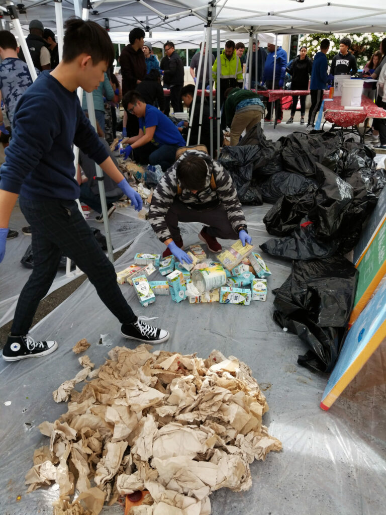 Students during a earthweek waste audit