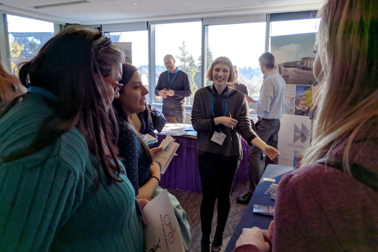 A sustainability employee at her station speaking about BC during WOHESC.