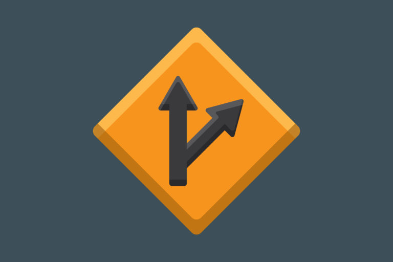 Directional diversion traffic sign icon