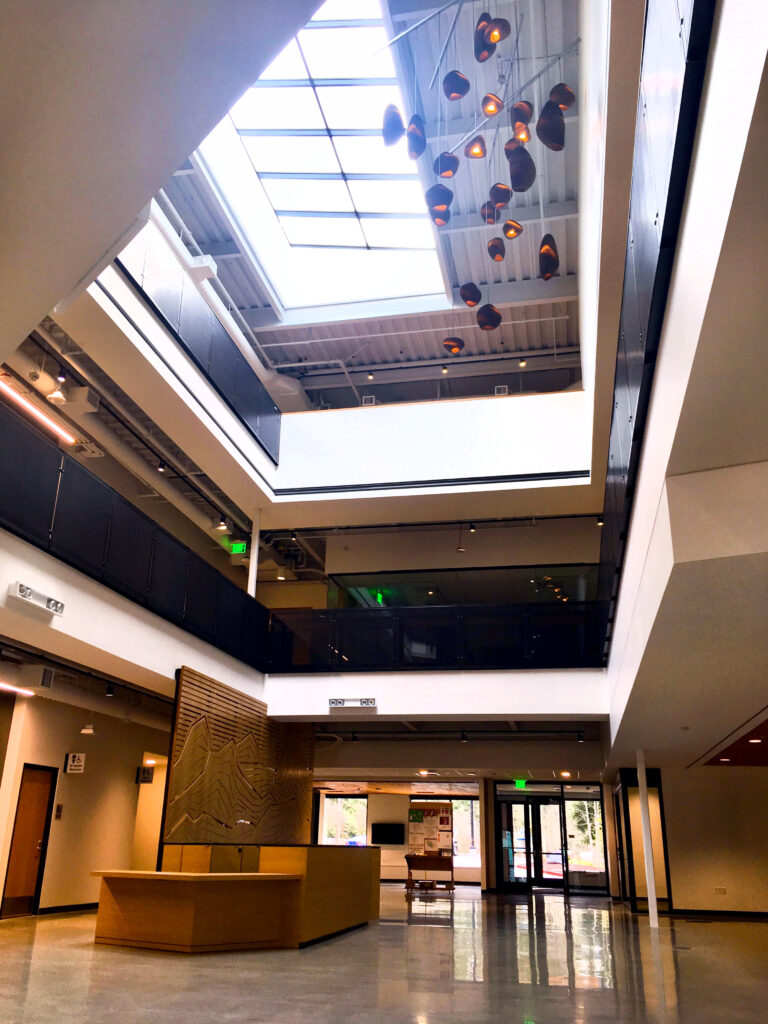 bottom to top view of the student success center from the main hub