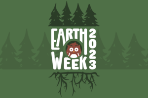 Earth Week 2023 thumbnail featuring a owl and trees and roots