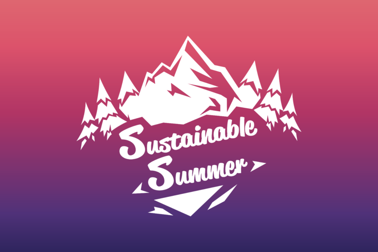 Sustainable Summer with mountains and trees in the background